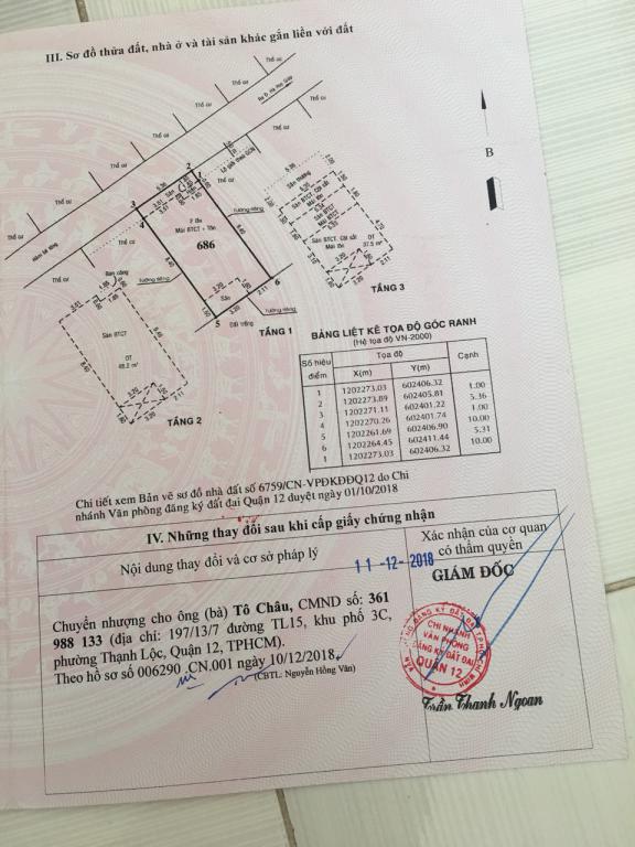 Cần bán nhà 1 trệt 1 lầu thạnh lộc 29 q12