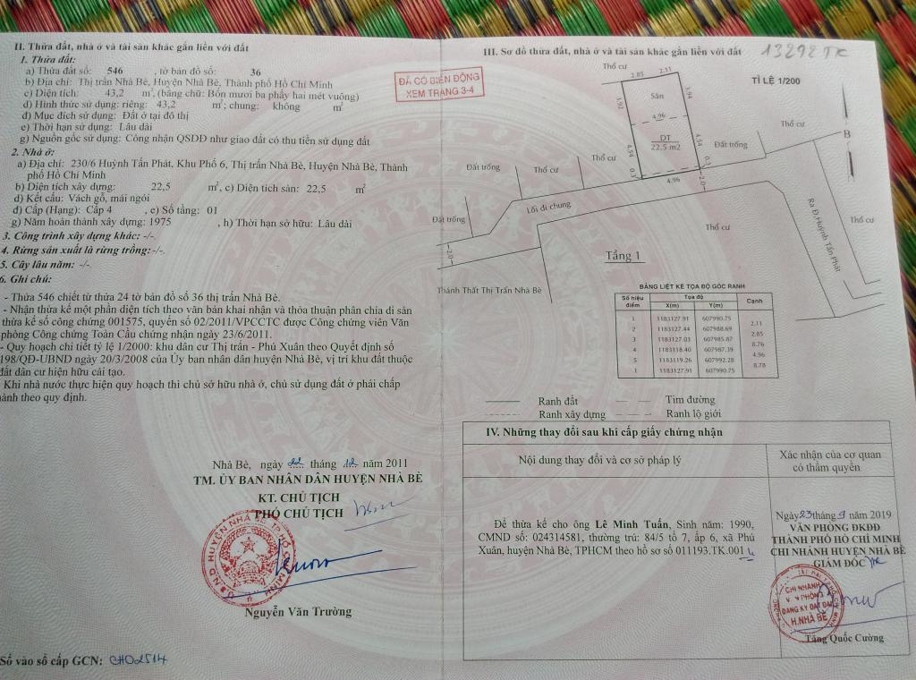 Bán nhà cấp 4! Sổ hồng riêng. Giá 1tỷ 150. Thị trấn Nhà Bè.